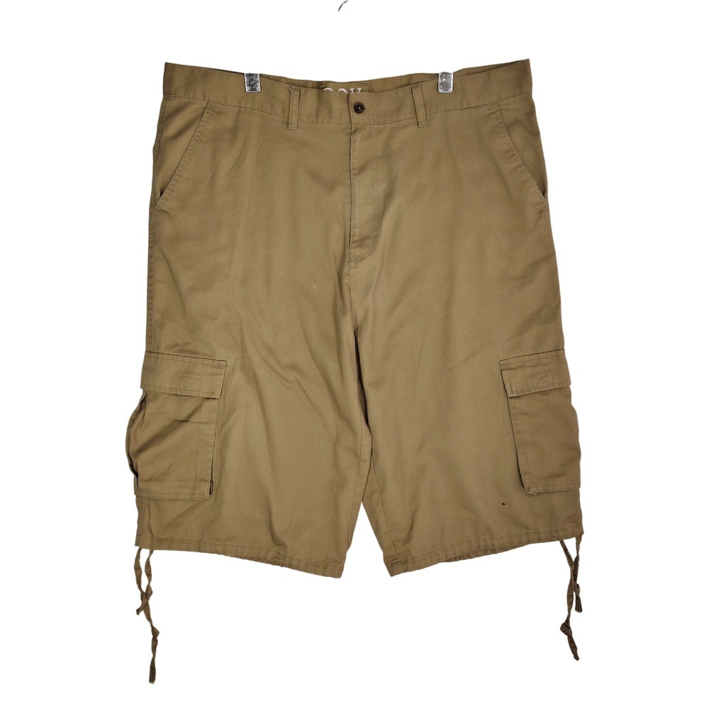 ROK Authentic Cargo Shorts Mens 40 Khaki Tan Twill Utility Drawstring Hem Pocket